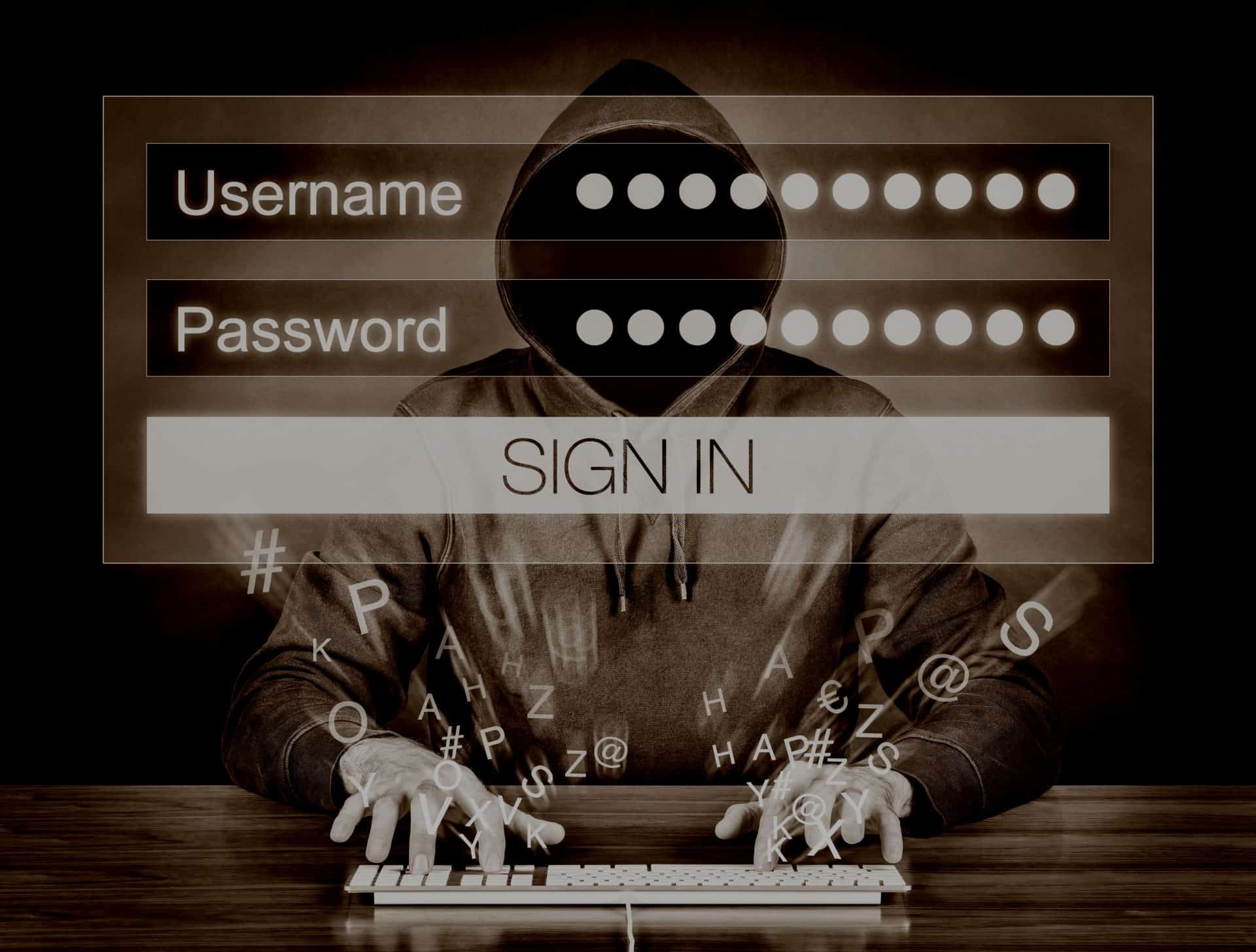 Cyber Krimineller am PC beim Datenklau von Einwahldaten_Phishing Test