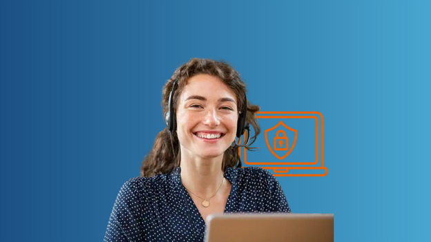 Frau Finger auf Laptop